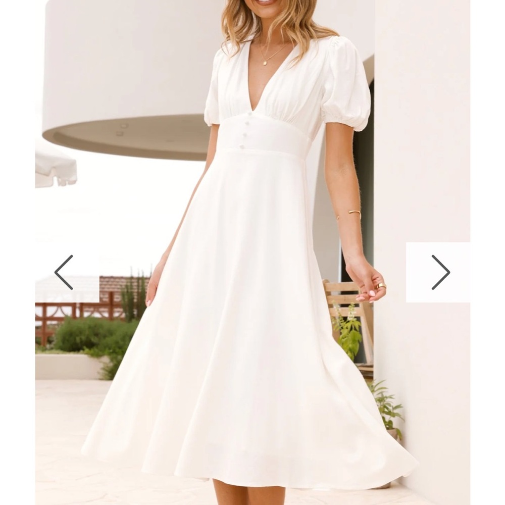 Midi White Women's Dress